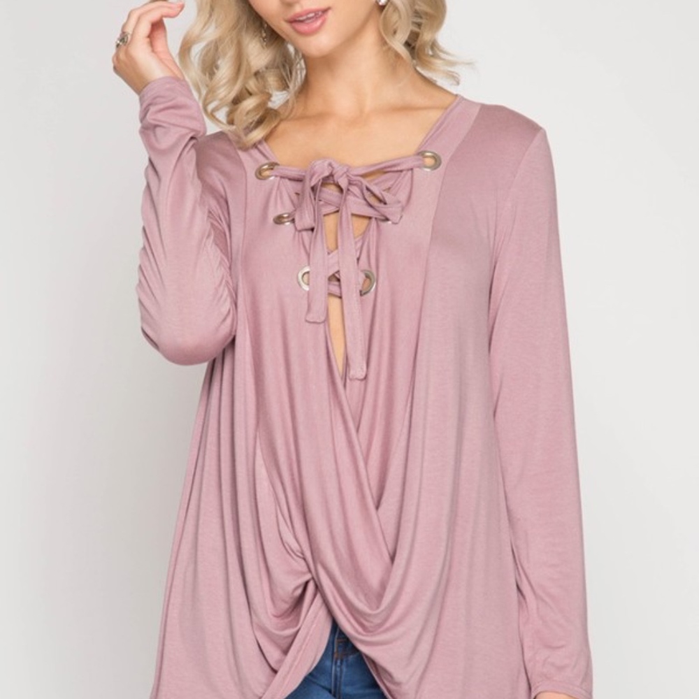 🌟 1 LEFT 🌟 Black lace up cross top shirt S M L - Picture 3 of 6